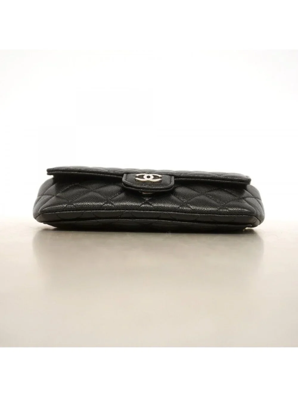 Chanel Eyewear Case Quilted Caviar Leather Black Silver